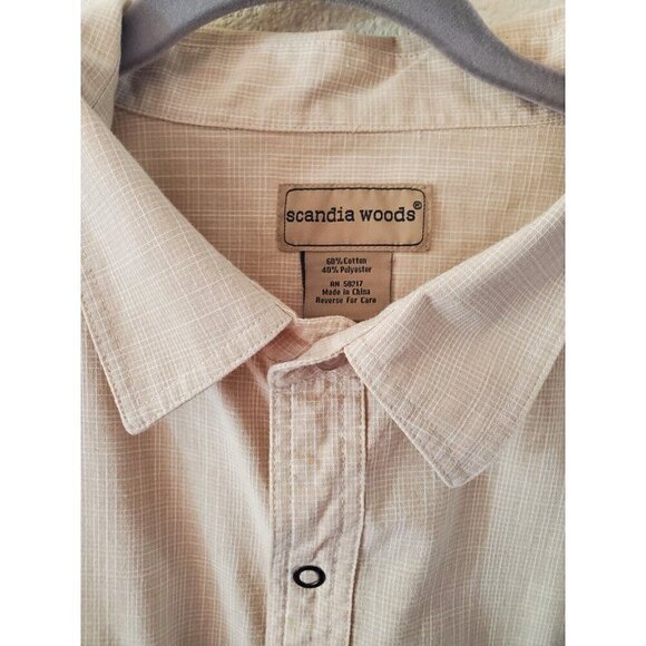Vintage Scandia Woods Shirt Mens Size XL Button Up Short Sleeve Ivory Color - Picture 4 of 13